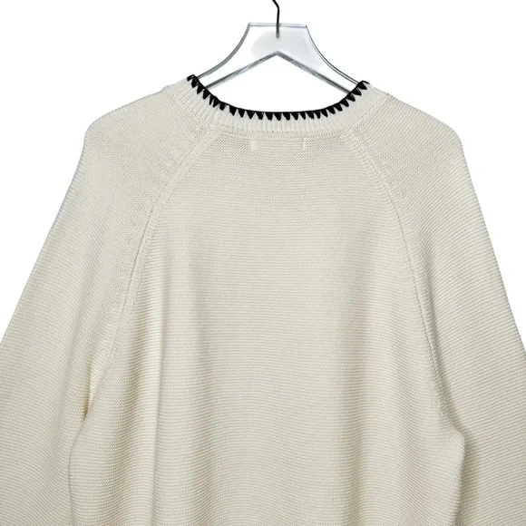 NWOT Boden Lena Cream Stitch Detail Jumper Women’s Bishop Sleeve Sweater Sz L - Picture 10 of 12